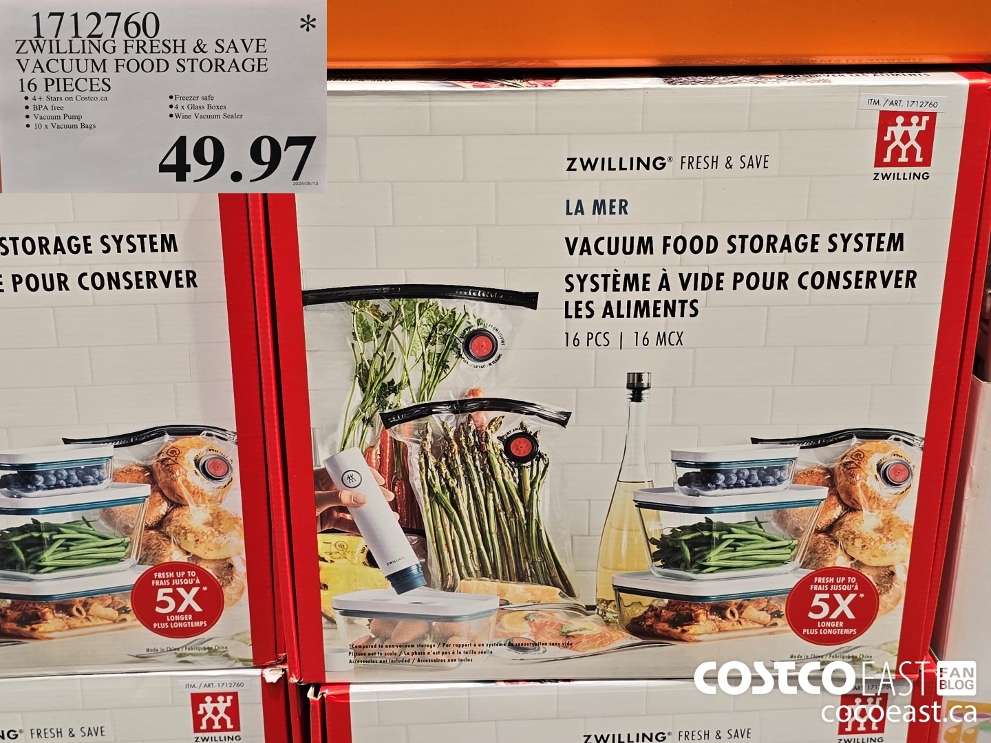 1712760 ZWILLING FRESH & SAVE VACUUM FOOD STORAGE 16 PIECES $49.97