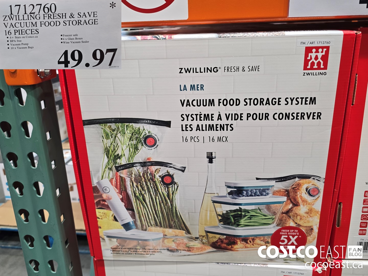 1712760 ZWILLING FRESH & SAVE VACUUM FOOD STORAGE 16 PIECES $49.97