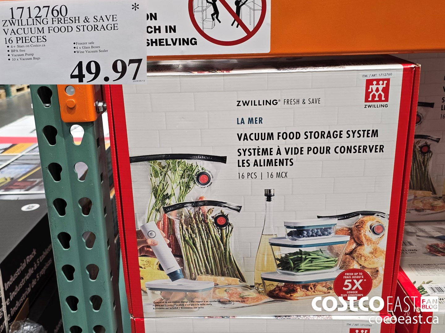 1712760 ZWILLING FRESH & SAVE VACUUM FOOD STORAGE 16 PIECES $49.97