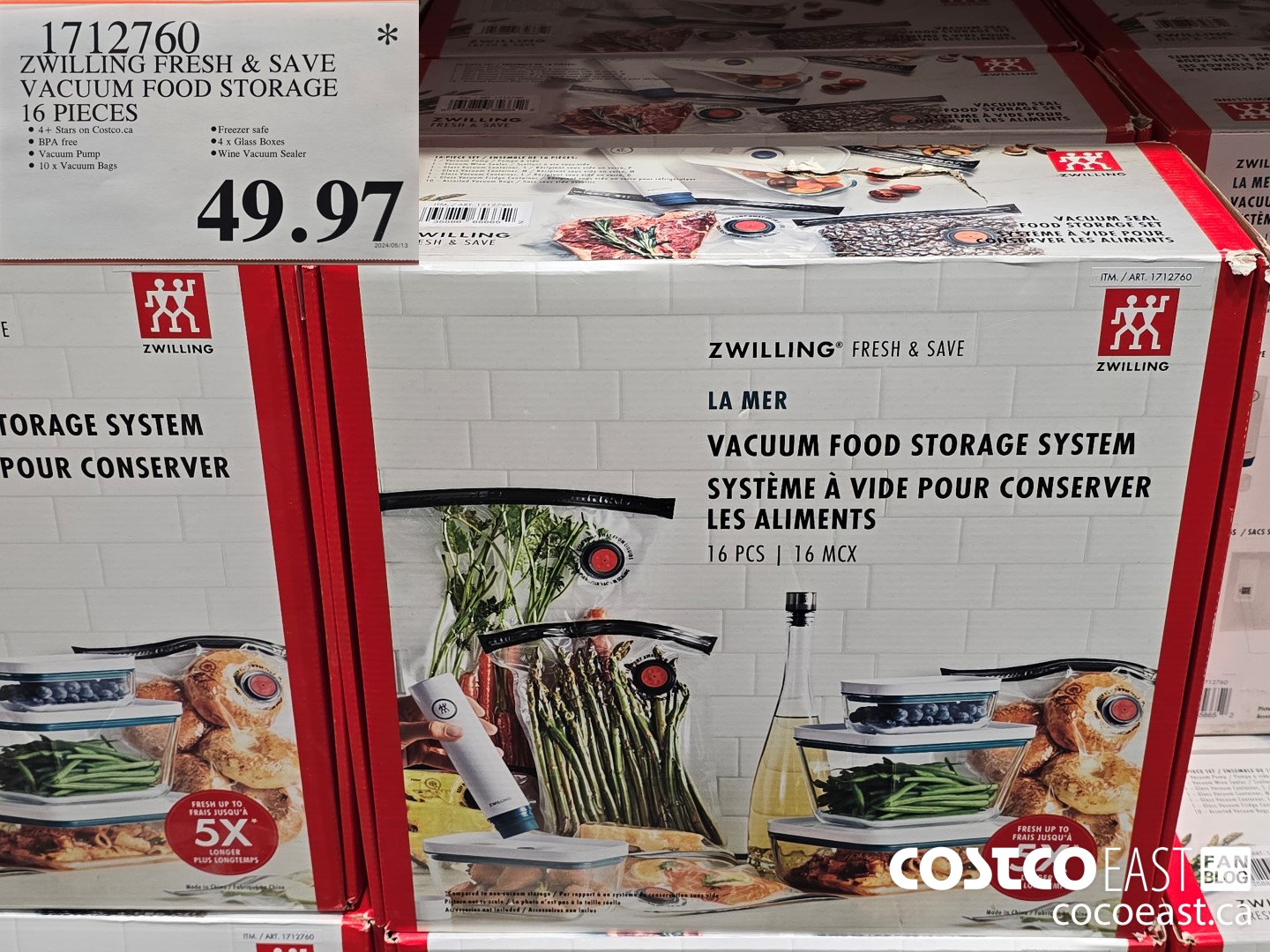 1712760 ZWILLING FRESH & SAVE VACUUM FOOD STORAGE 16 PIECES $49.97