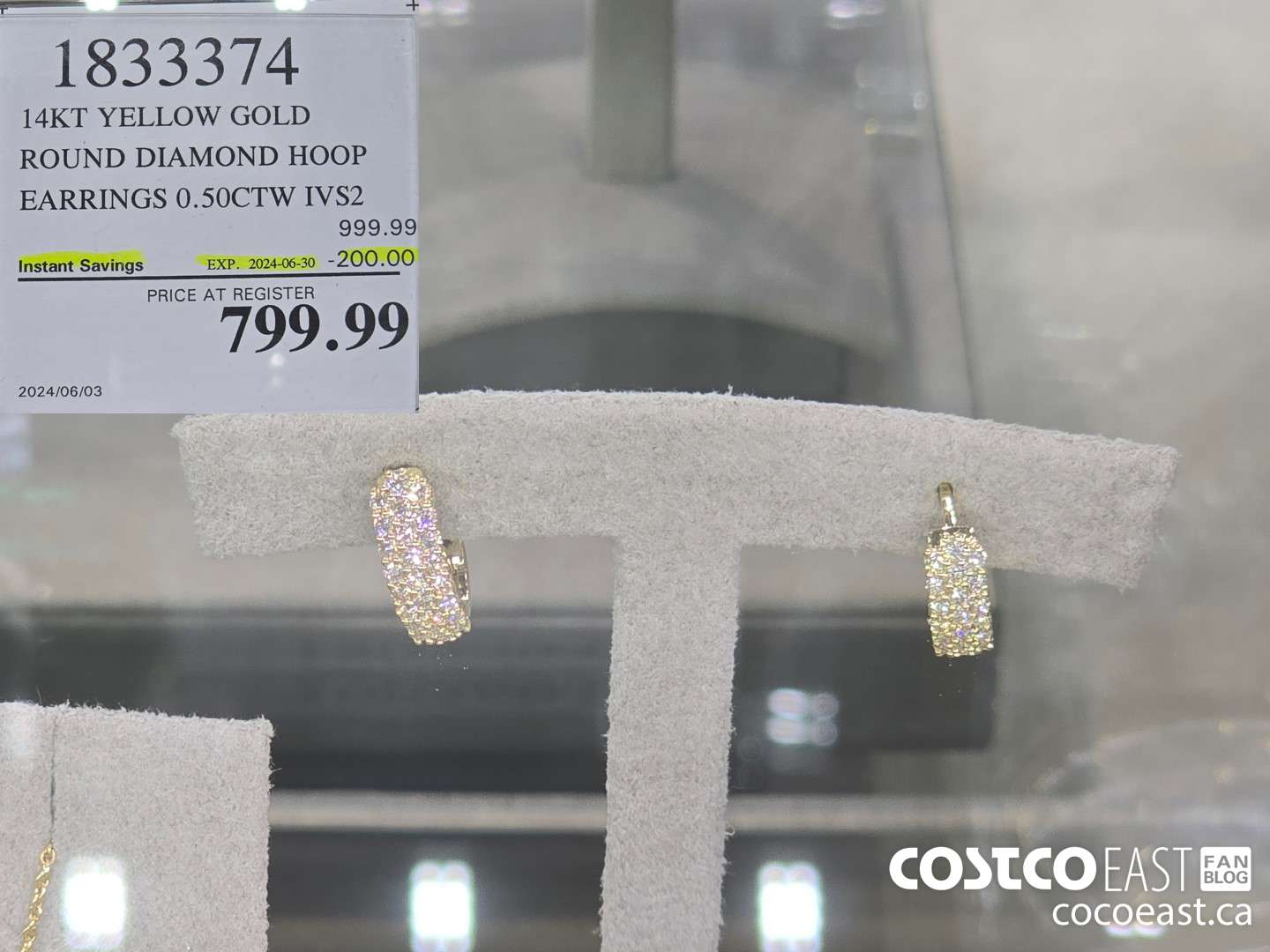 1833374 14KT YELLOW GOLD ROUND DIAMOND HOOP EARRINGS 0.50CTW IVS2 ($200.00 INSTANT SAVINGS EXPIRES ON 2024-06-30) $799.99