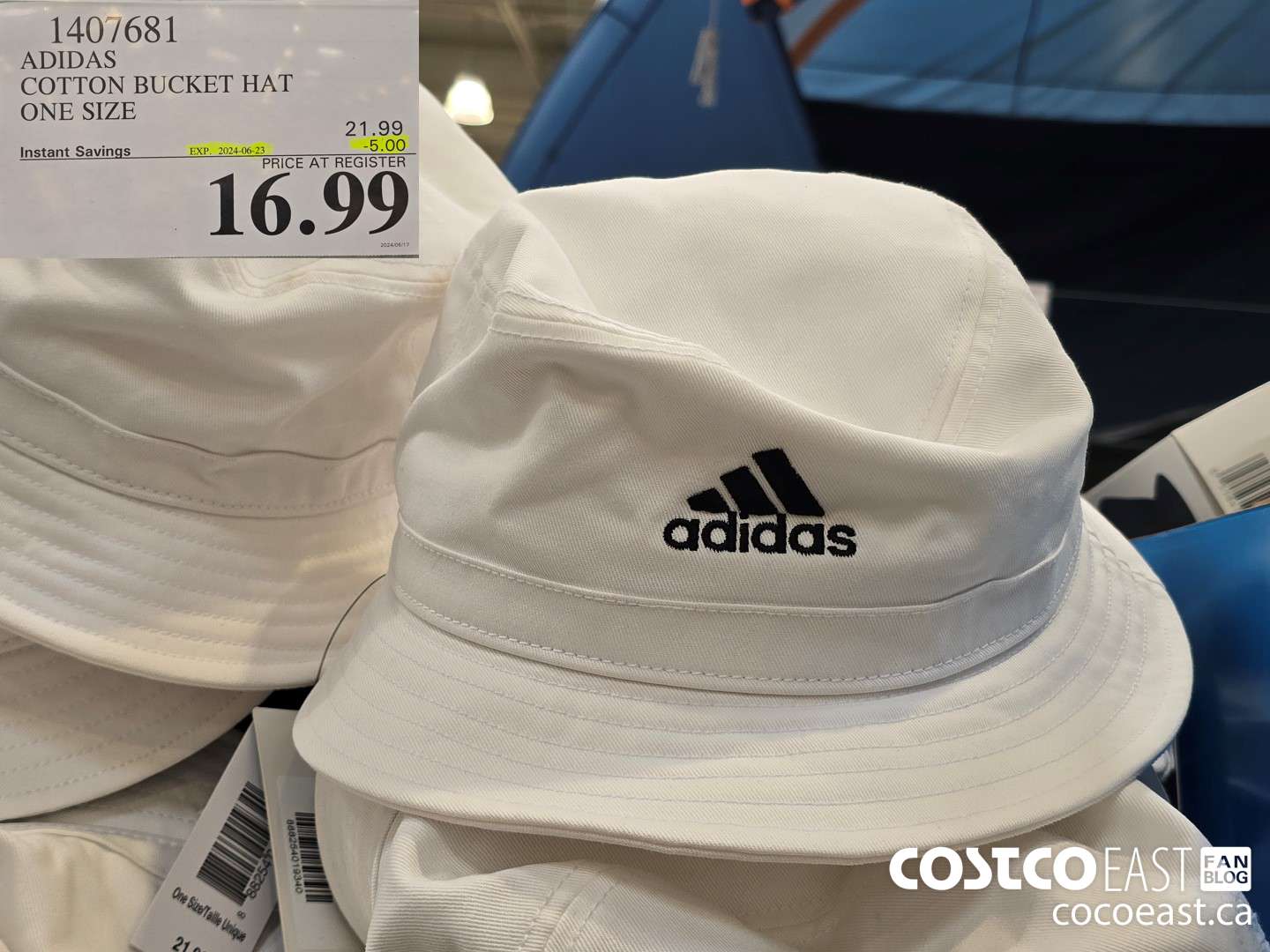 1407681 ADIDAS COTTON BUCKET HAT ONE SIZE ($5.00 INSTANT SAVINGS EXPIRES ON 2024-06-23) $16.99