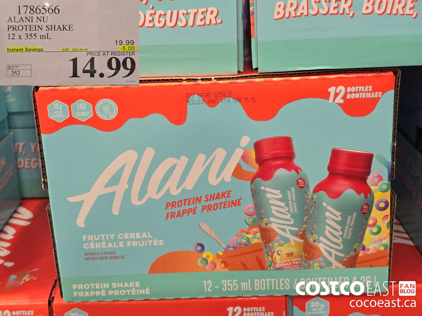 1786566 ALANI NU PROTEIN SHAKE 12 X 355 ML ($5.00 INSTANT SAVINGS EXPIRES ON 2024-06-09) $14.99