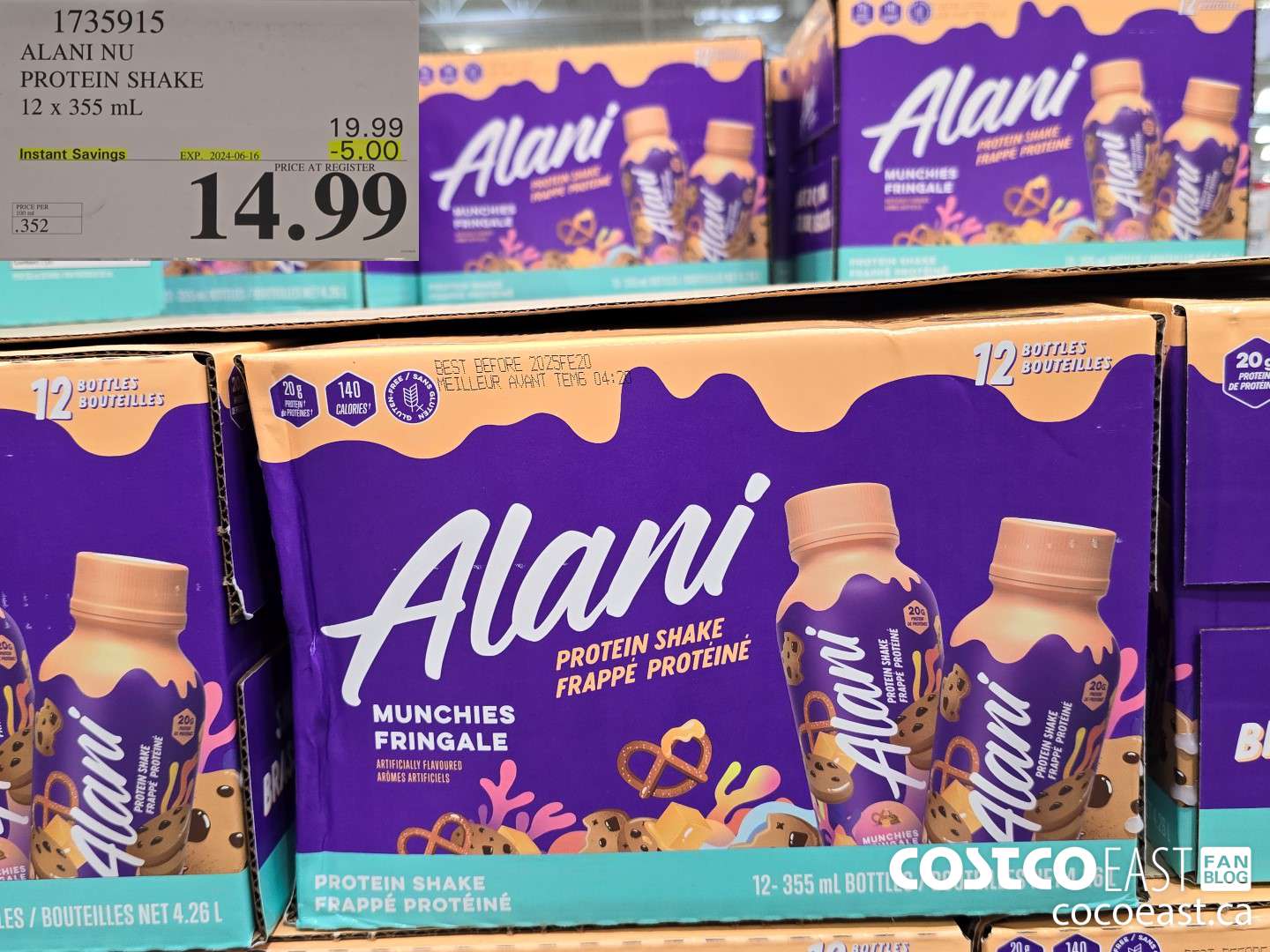 1735915 ALANI NU PROTEIN SHAKE 12 X 355 ML ($5.00 INSTANT SAVINGS EXPIRES ON 2024-06-16) $14.99