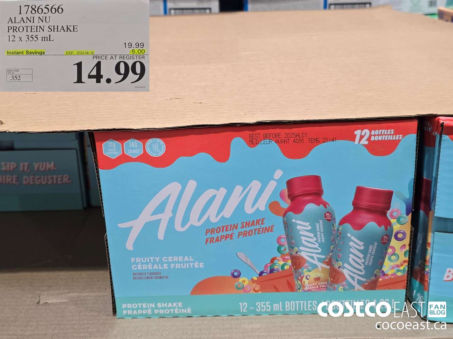 1786566 ALANI NU PROTEIN SHAKE 12 X 355 ML ($5.00 INSTANT SAVINGS EXPIRES ON 2024-06-16) $14.99