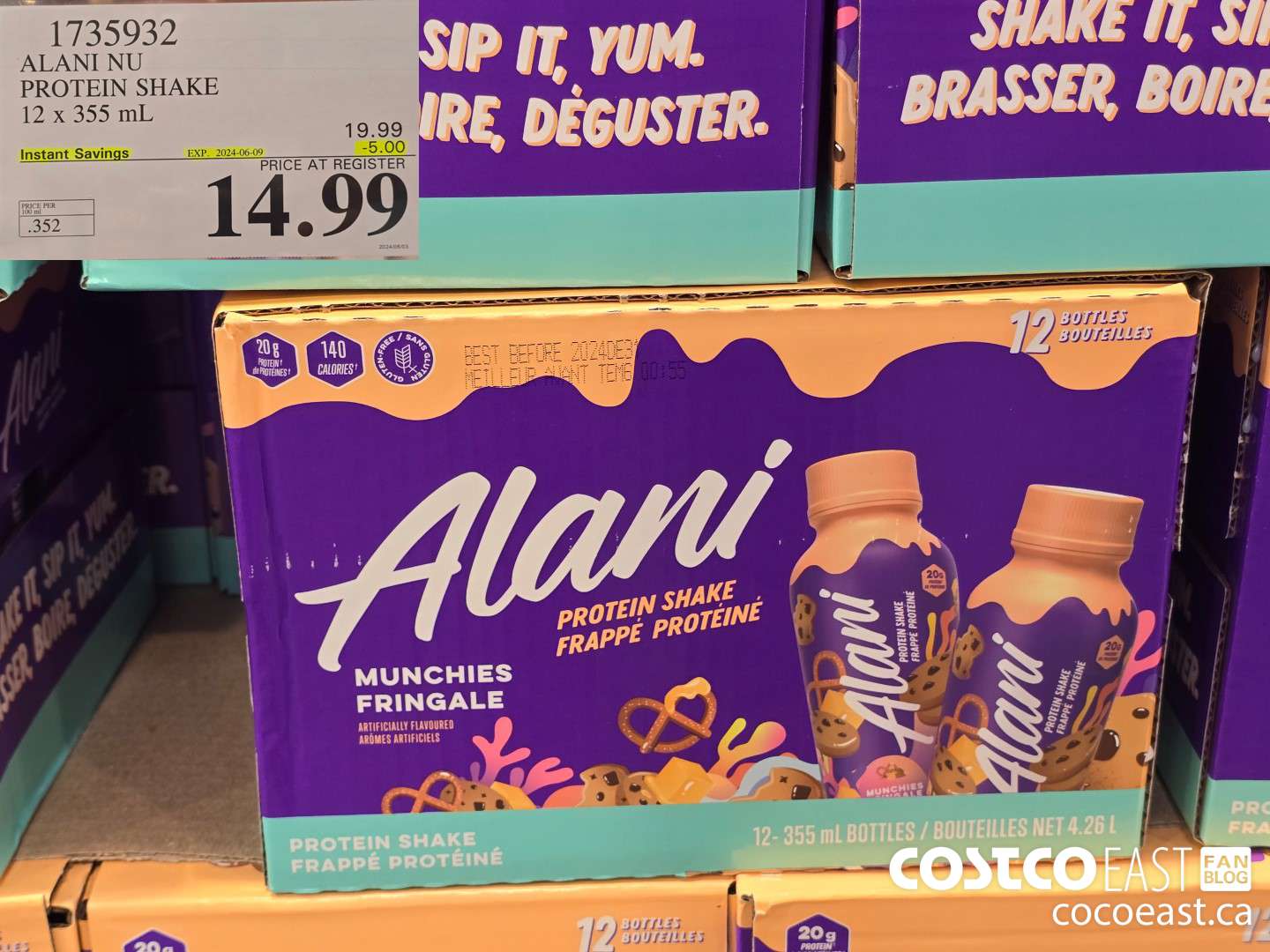 1735932 ALANI NU PROTEIN SHAKE 12 x 355 mL ($5.00 INSTANT SAVINGS EXPIRES ON 2024-06-09) $14.99