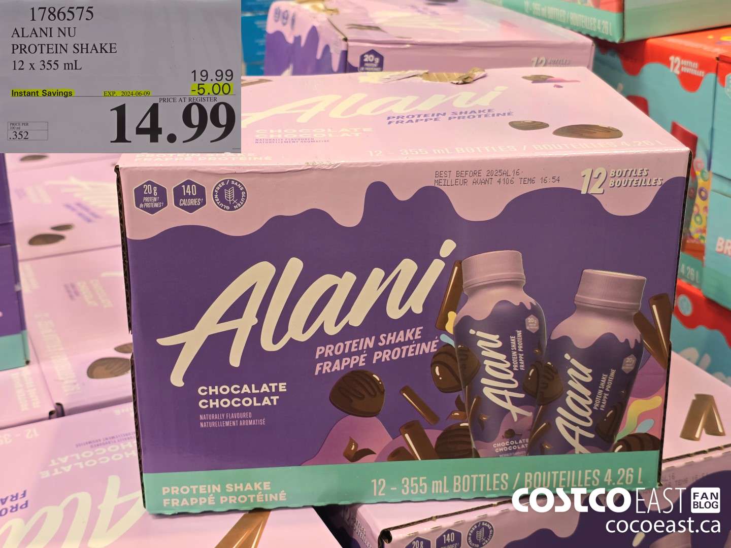 1786575 ALANI NU PROTEIN SHAKE 12 x 355 mL ($5.00 INSTANT SAVINGS EXPIRES ON 2024-06-09) $14.99
