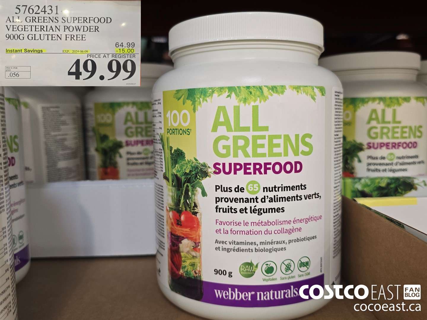 5762431 ALL GREENS SUPERFOOD POWDER 900G GLUTEN FREE ($15.00 INSTANT SAVINGS EXPIRES ON 2024-06-09) $49.99