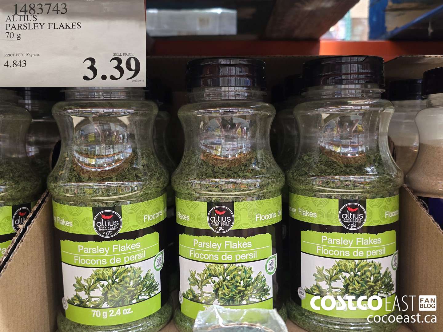 1483743 ALTIUS PARSLEY FLAKES 70 G $3.39