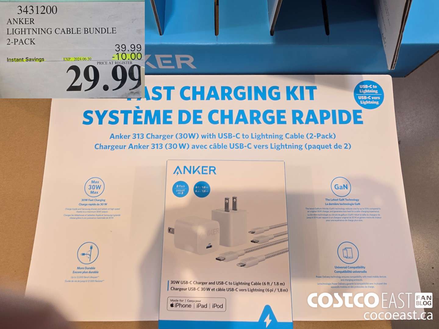 3431200 ANKER LIGHTNING CABLE BUNDLE 2-PACK ($10.00 INSTANT SAVINGS EXPIRES ON 2024-06-30) $29.99