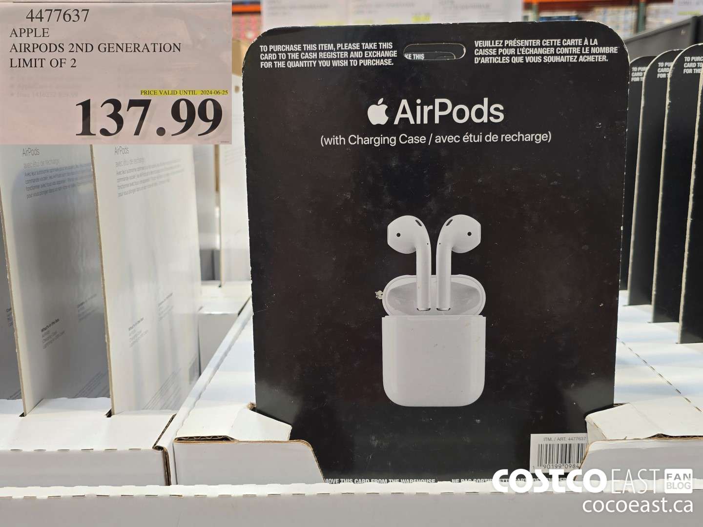4477637 APPLE AIRPODS 2ND GENERATION LIMIT OF 2 $137.99