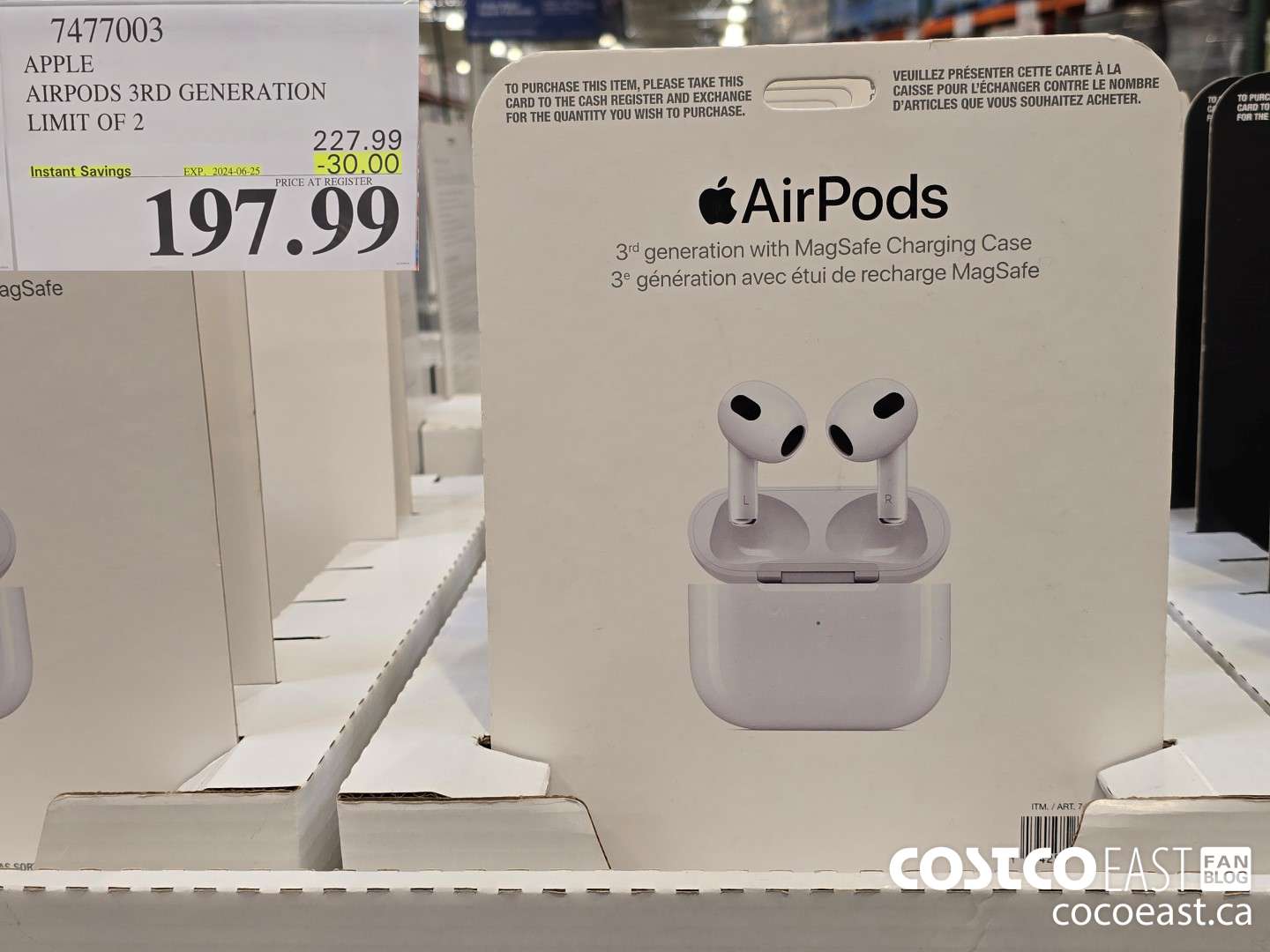 7477003 APPLE AIRPODS 3RD GENERATION LIMIT OF 2 UNITS ($30.00 INSTANT SAVINGS EXPIRES ON 2024-06-25) $197.99