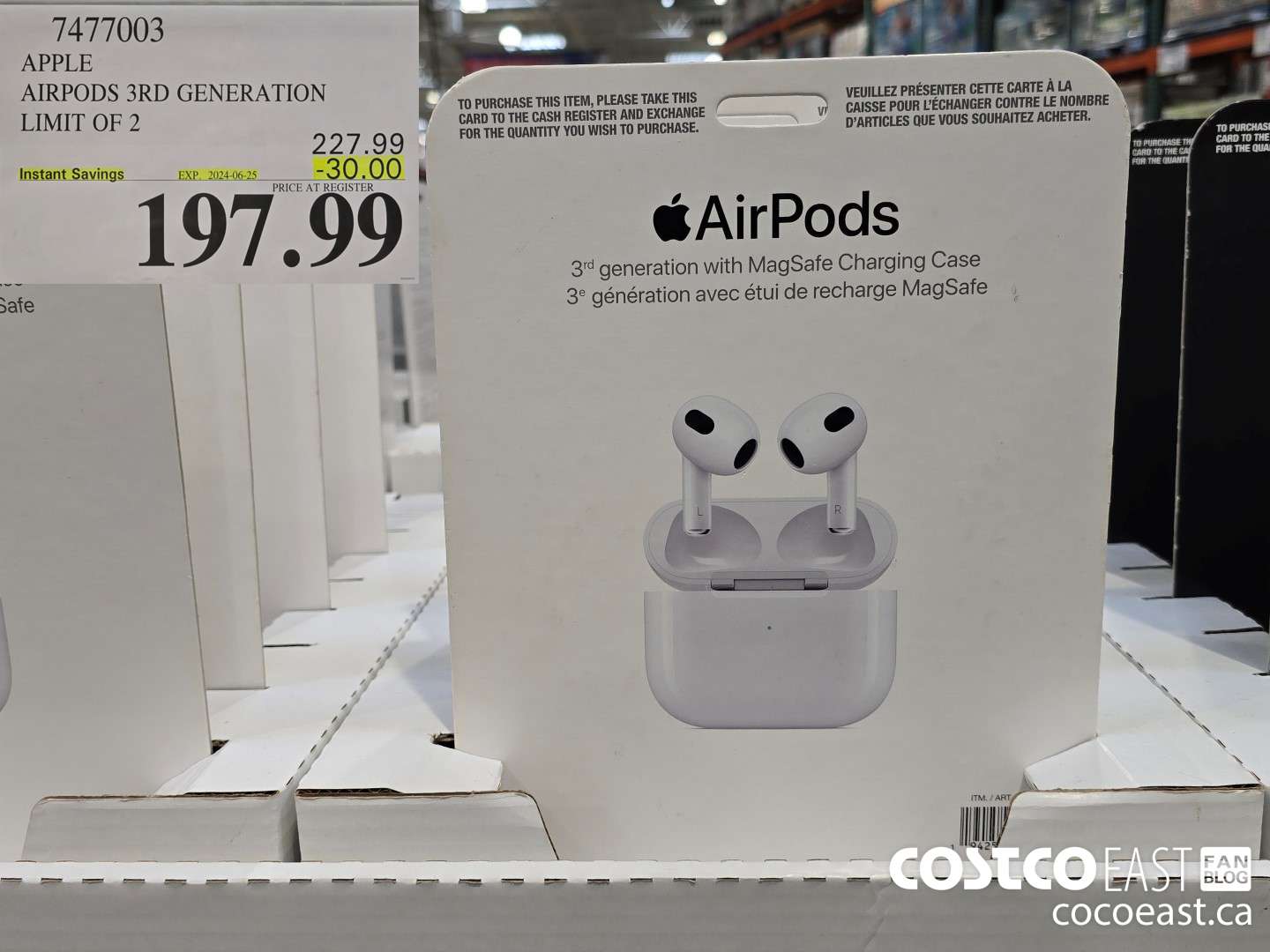 7477003 APPLE AIRPODS 3RD GENERATION LIMIT OF 2 UNITS ($30.00 INSTANT SAVINGS EXPIRES ON 2024-06-25) $197.99
