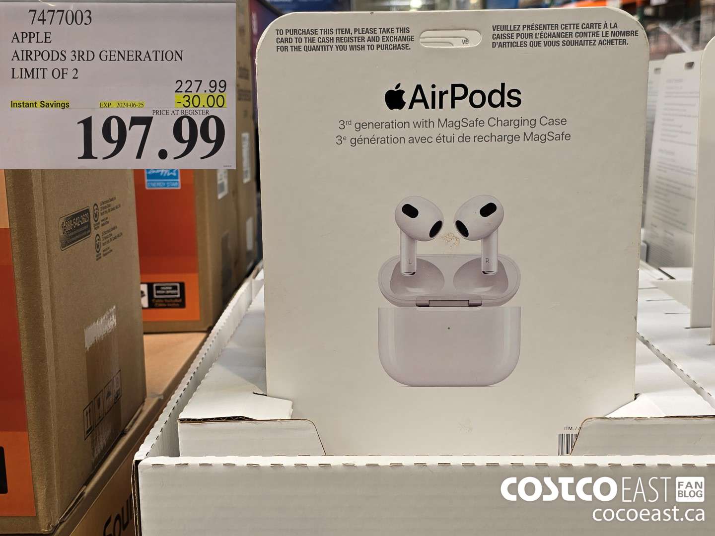 7477003 APPLE AIRPODS 3RD GENERATION LIMIT OF 2 UNITS ($30.00 INSTANT SAVINGS EXPIRES ON 2024-06-25) $197.99