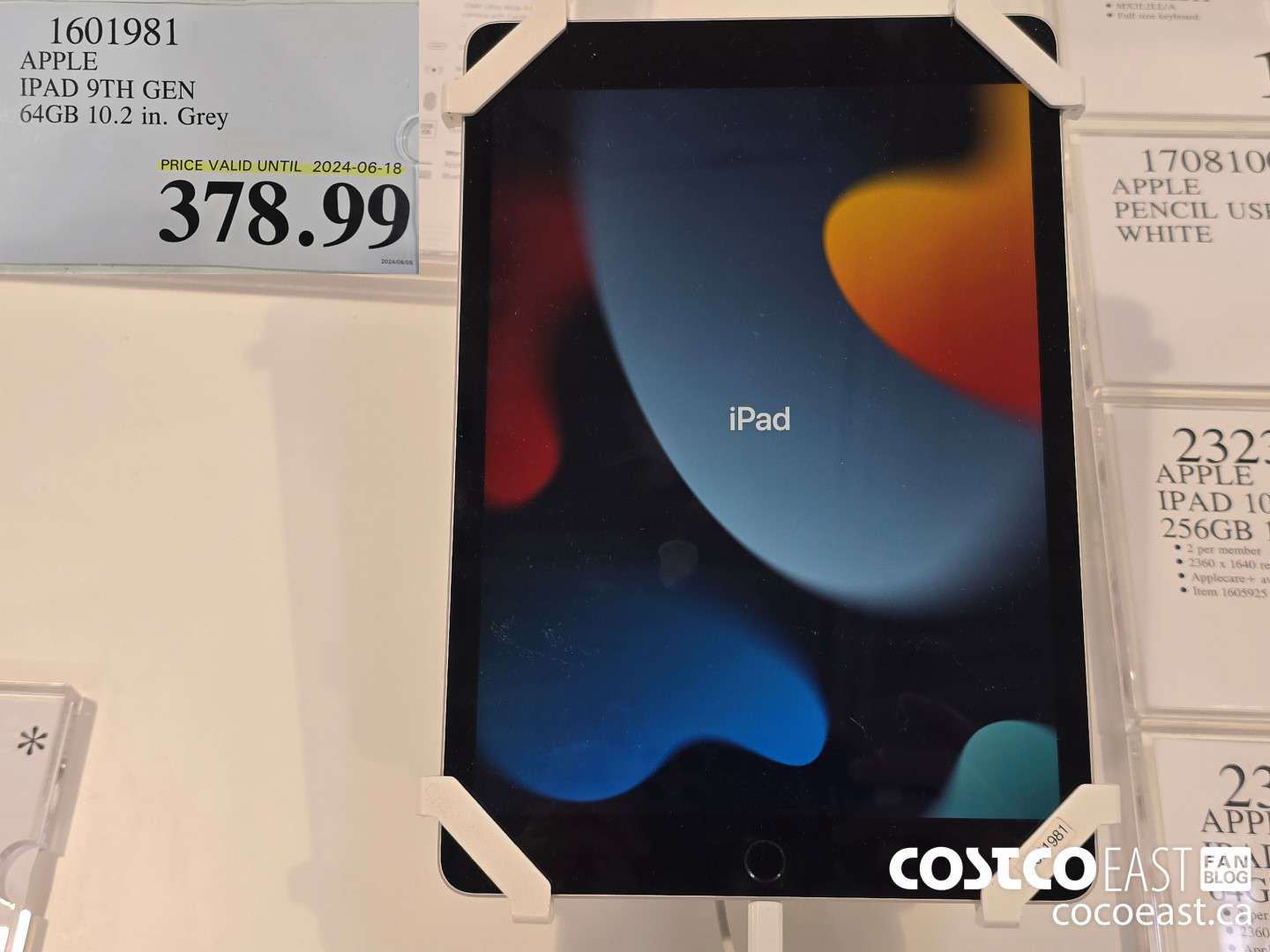 1601981 APPLE IPAD 9TH GEN 64GB 10.2 IN. GREY $378.99