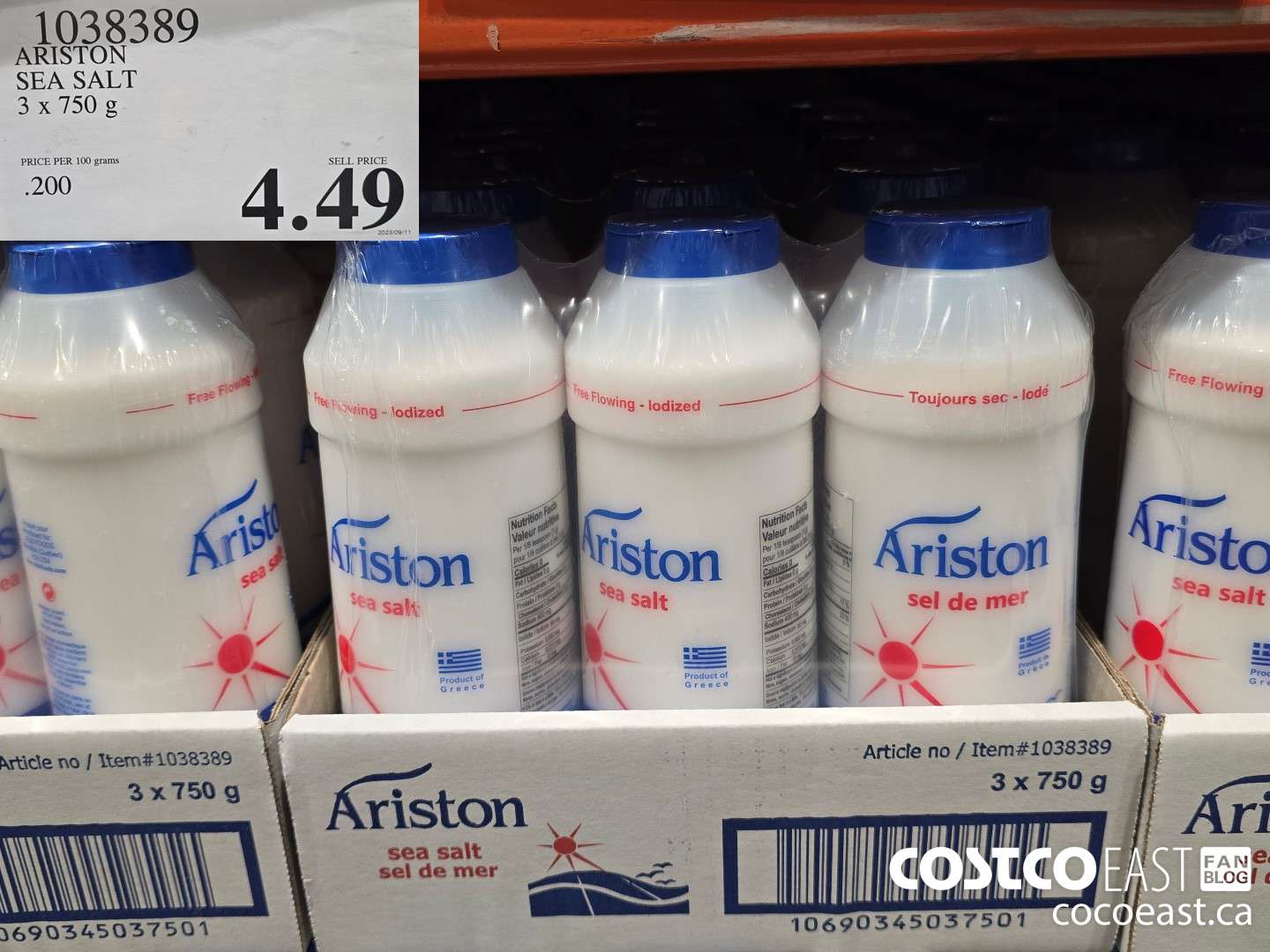 1038389 ARISTON SEA SALT 3 x 750 g $4.49