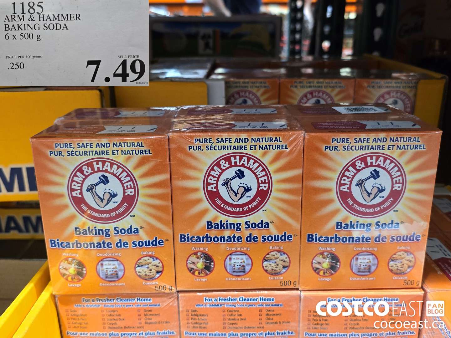 1185 ARM & HAMMER BAKING SODA 6 X 500 G $7.49