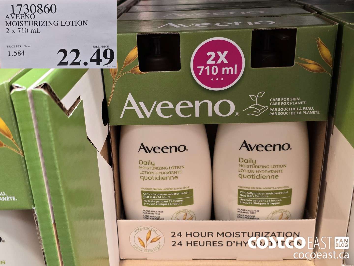 1730860 AVEENO MOISTURIZING LOTION 2 X 710 ML $22.49