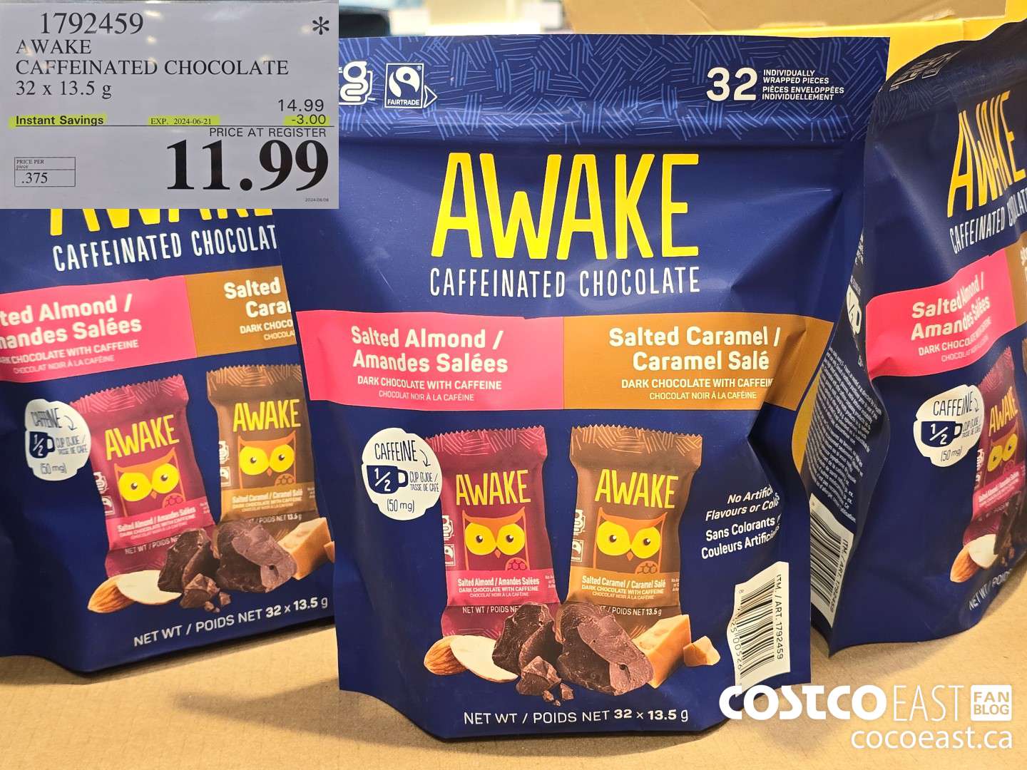 1792459 AWAKE CAFFEINATED CHOCOLATE 32 X 13.5 G ($3.00 INSTANT SAVINGS EXPIRES ON 2024-06-21) $11.99