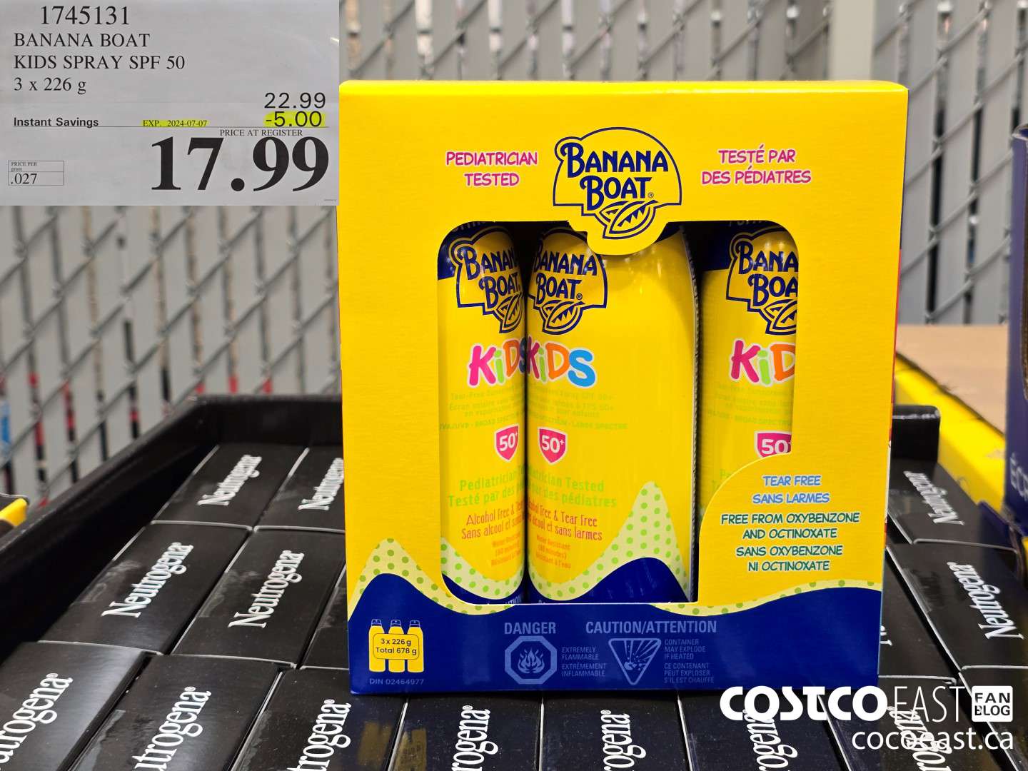 1745131 BANANA BOAT KIDS SPRAY SPF 50 3 X 226 G ($5.00 INSTANT SAVINGS EXPIRES ON 2024-06-30) $17.99
