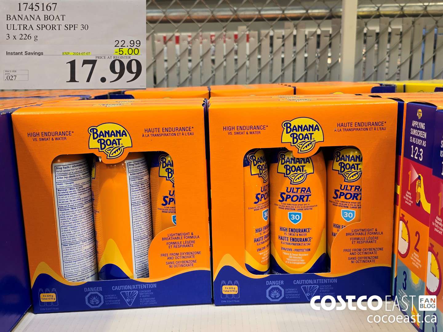 1745167 BANANA BOAT ULTRA SPORT SPF 30 3 X 226 G ($5.00 INSTANT SAVINGS EXPIRES ON 2024-06-30) $17.99