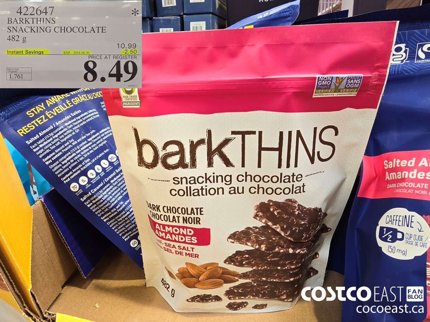 422647 BARKTHINS SNACKING CHOCOLATE 482 G ($2.50 INSTANT SAVINGS EXPIRES ON 2024-06-30) $8.49