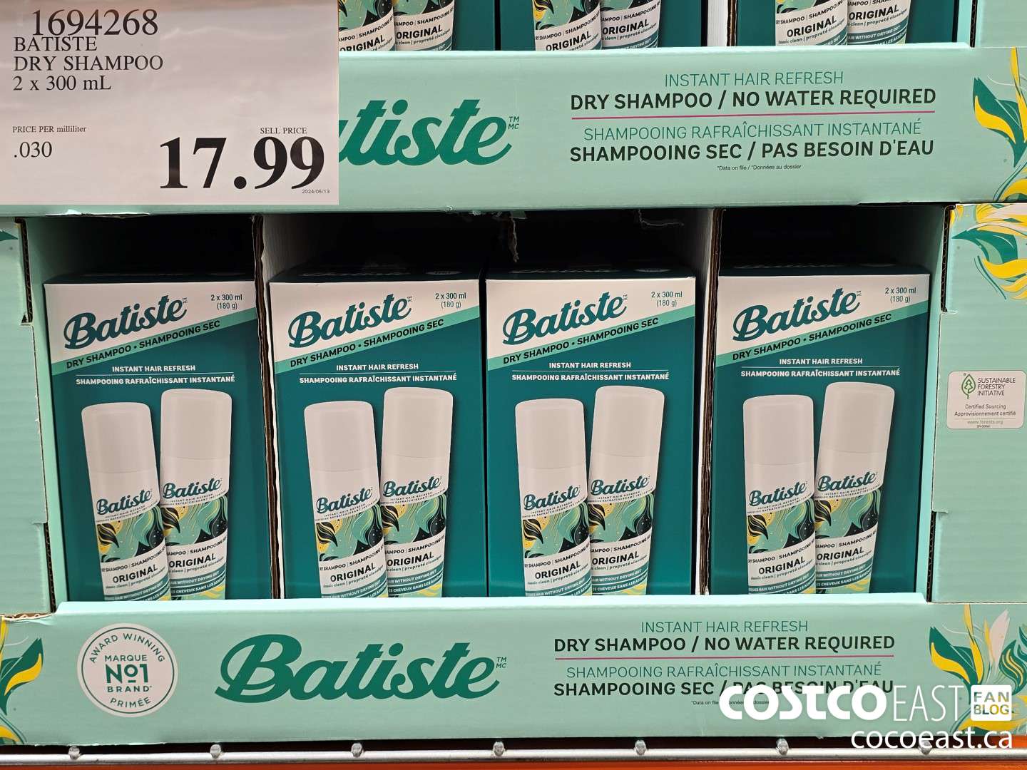 1694268 BATISTE DRY SHAMPOO 2 X 300 ML $17.99