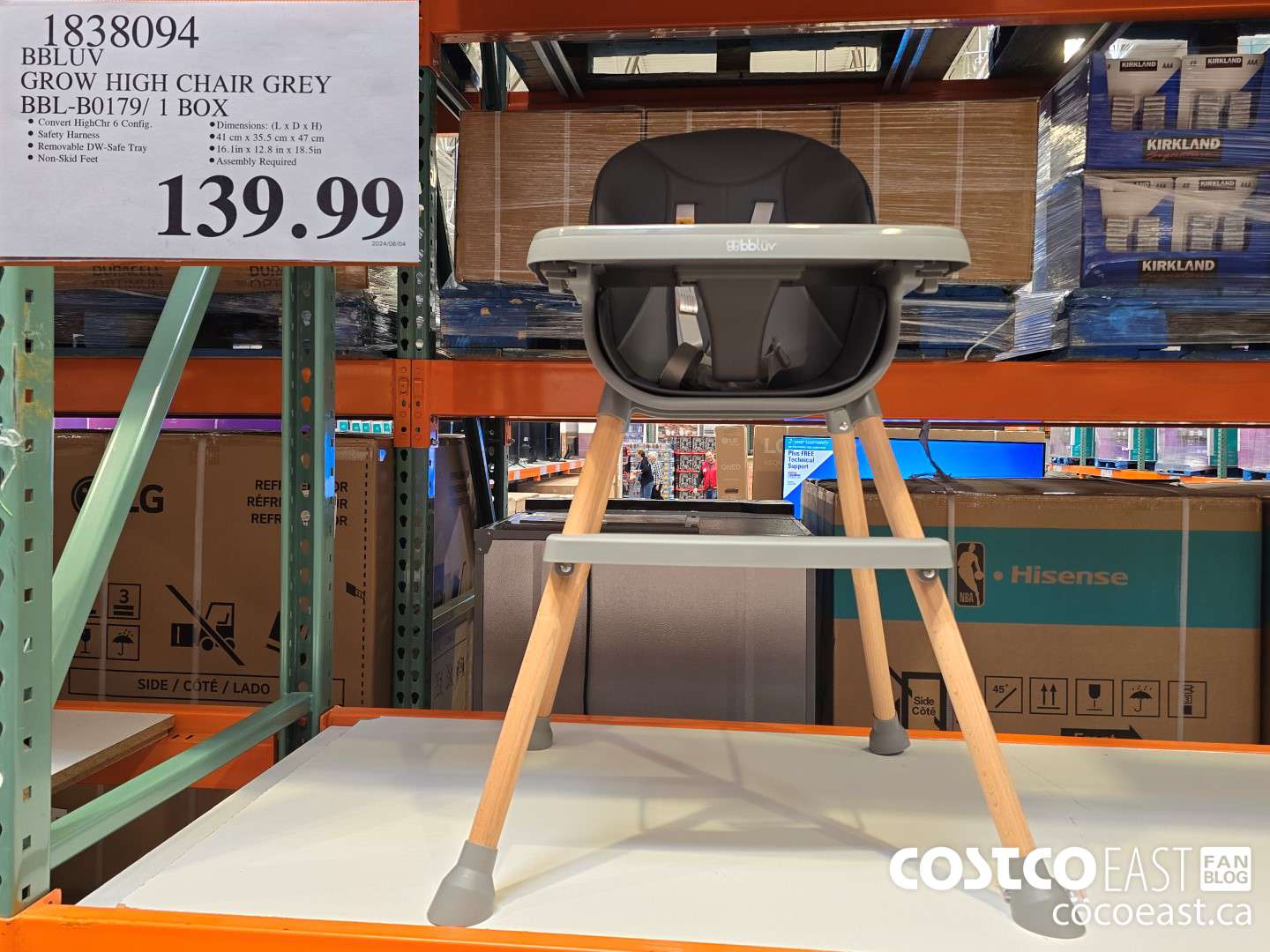 1838094 BBLUV GROW HIGH CHAIR GREY BBL- B0179/ 1 BOX $139.99