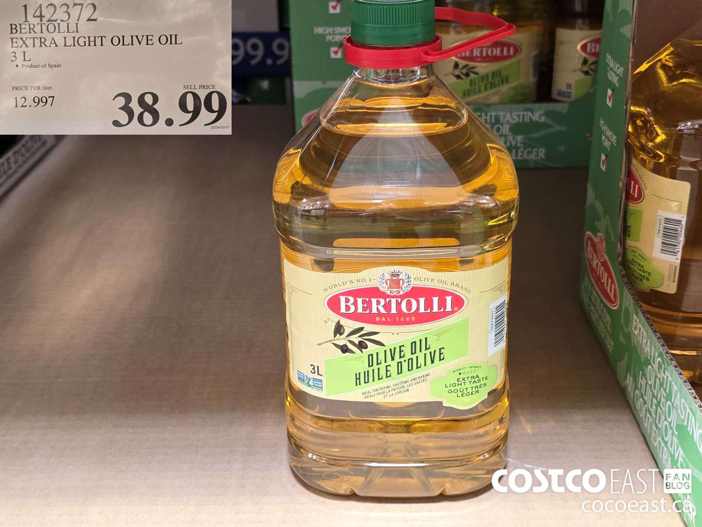 142372 BERTOLLI EXTRA LIGHT OLIVE OIL 3L $38.99