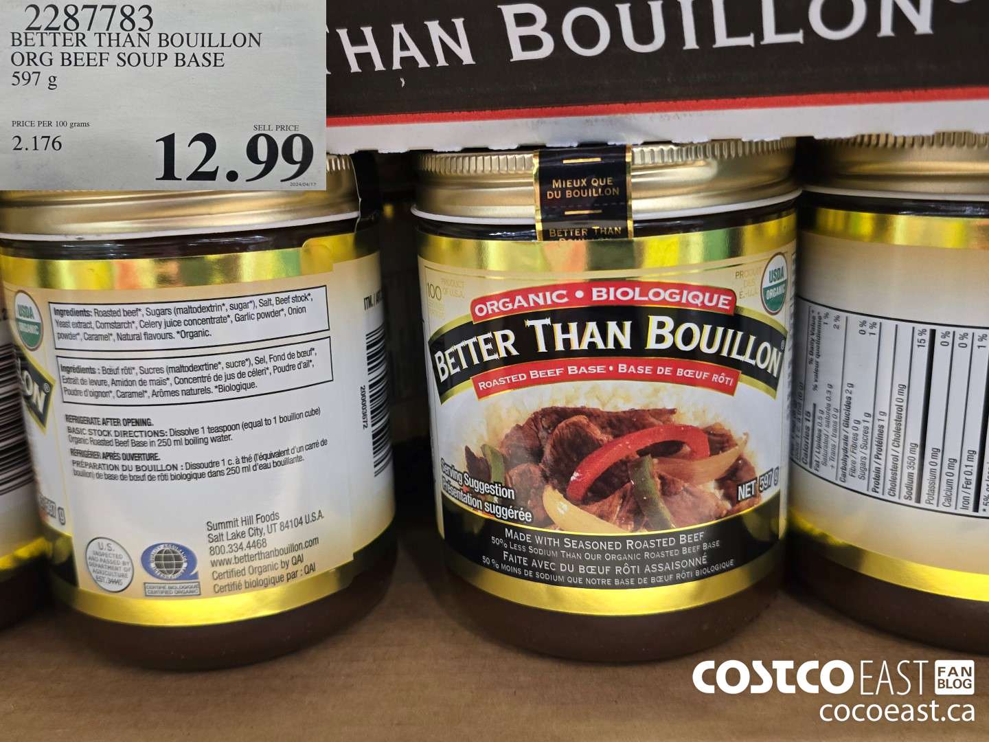 2287783 BETTER THAN BOUILLON ORG BEEF SOUP BASE 597 G $12.99