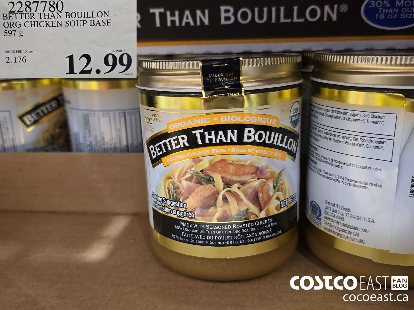 2287780 BETTER THAN BOUILLON ORG CHICKEN SOUP BASE 597G $12.99