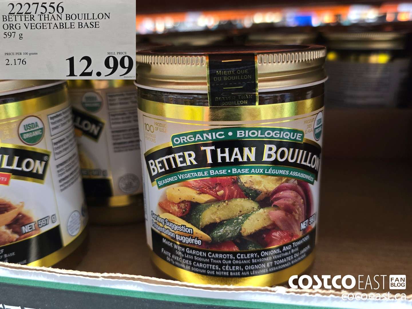 2227556 BETTER THAN BOUILLON ORG VEGETABLE BASE 597 g $12.49