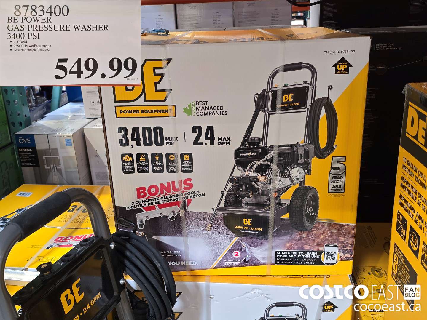 8783400 BE POWER GAS PRESSURE WASHER 3400 PSI $549.99