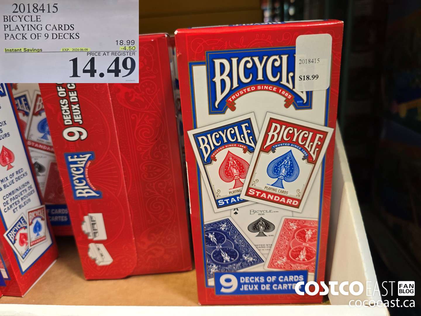 2018415 BICYCLE PLAYING CARDS PACK OF 9 DECKS ($4.50 INSTANT SAVINGS EXPIRES ON 2024-06-09) $14.49