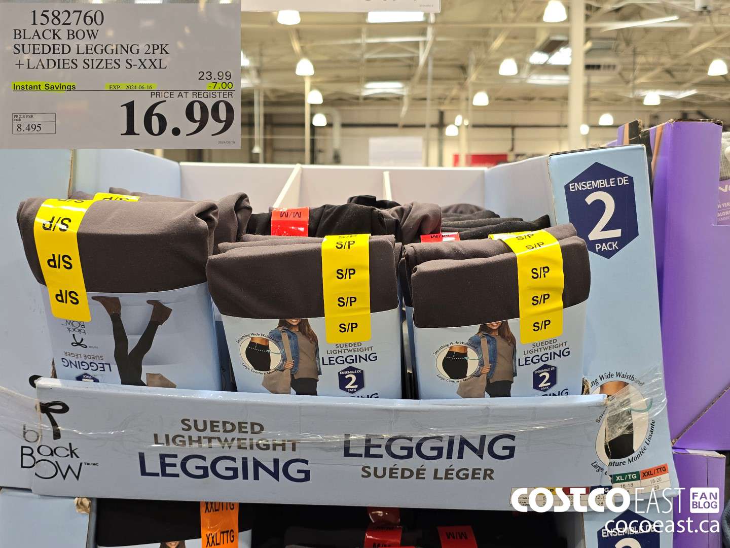 1582760 BLACK BOW SUEDED LEGGING 2PK + LADIES SIZES S-XXL ($7.00 INSTANT SAVINGS EXPIRES ON 2024-06-16) $16.99