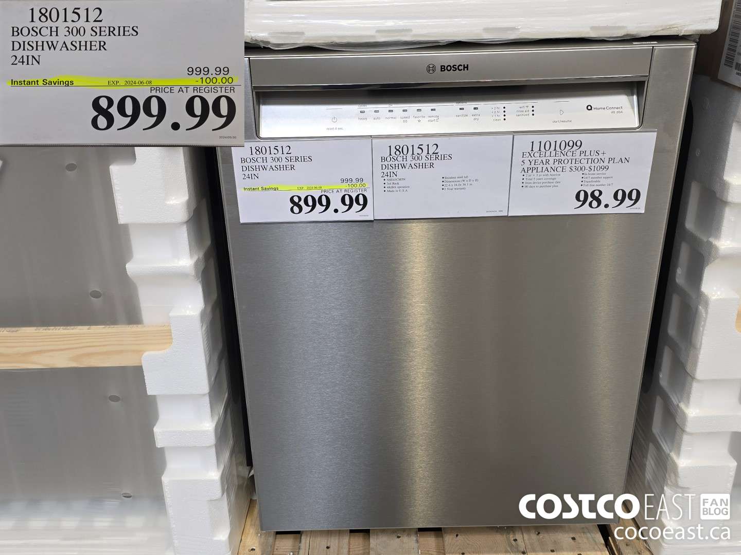 1801512 BOSCH 300 SERIES DISHWASHER 24IN ($100.00 INSTANT SAVINGS EXPIRES ON 2024-06-08) $899.99