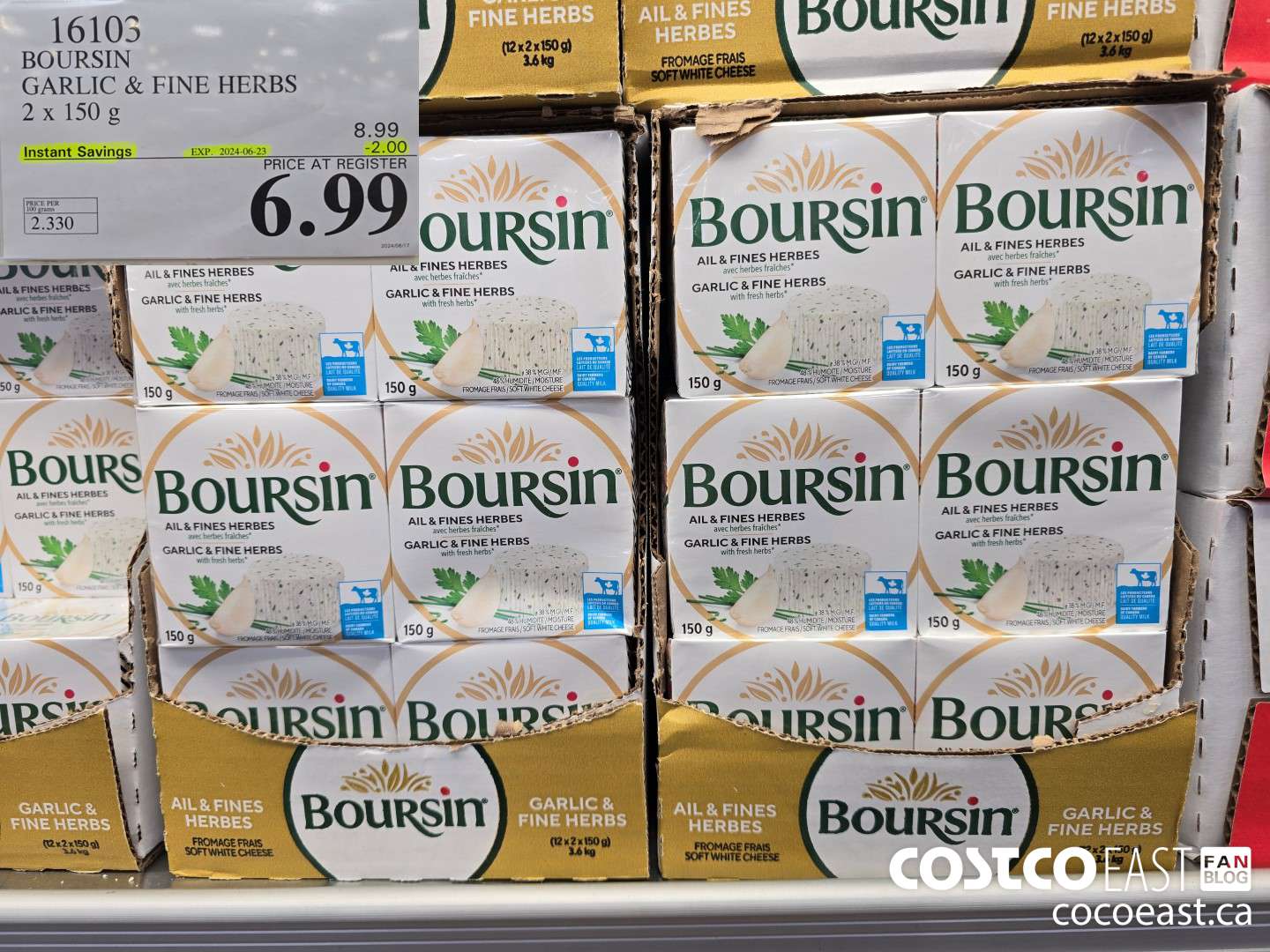 16103 BOURSIN GARLIC & FINE HERBS 2 X 150 G ($2.00 INSTANT SAVINGS EXPIRES ON 2024-06-23) $6.99