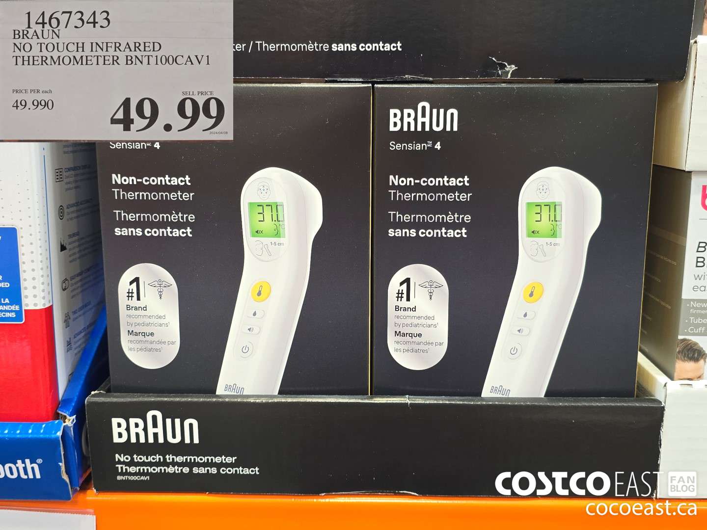 1467343 BRAUN NO TOUCH INFRARED THERMOMETER BNT100CAV1 $49.99