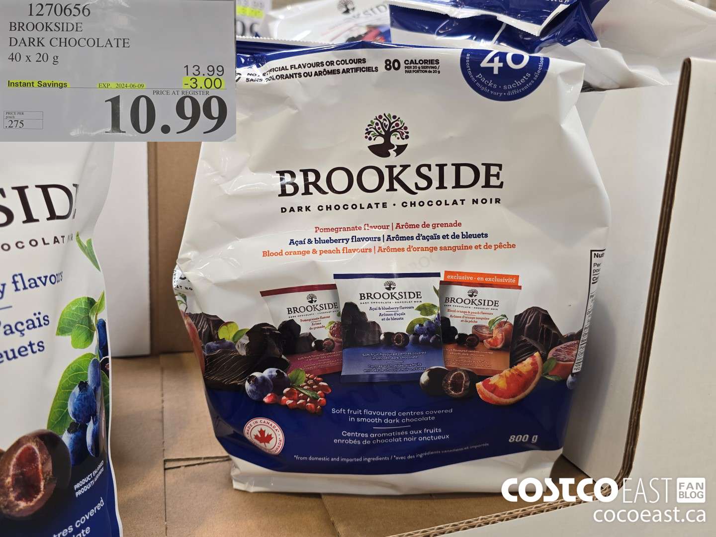 1270656 BROOKSIDE DARK CHOCOLATE 40 x 20 g ($3.00 INSTANT SAVINGS EXPIRES ON 2024-06-09) $10.99
