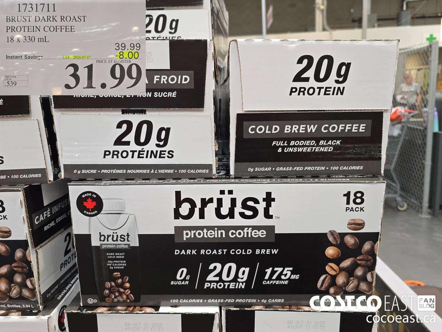 1731711 BRUST DARK ROAST PROTEIN COFFEE 18 x 330 mL ($8.00 INSTANT SAVINGS EXPIRES ON 2024-06-30) $31.99