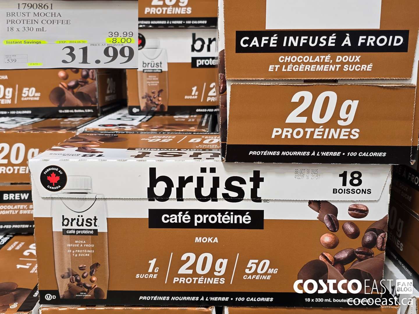 1790861 BRUST MOCHA PROTEIN COFFEE 18 x 330 mL ($8.00 INSTANT SAVINGS EXPIRES ON 2024-06-30) $31.99