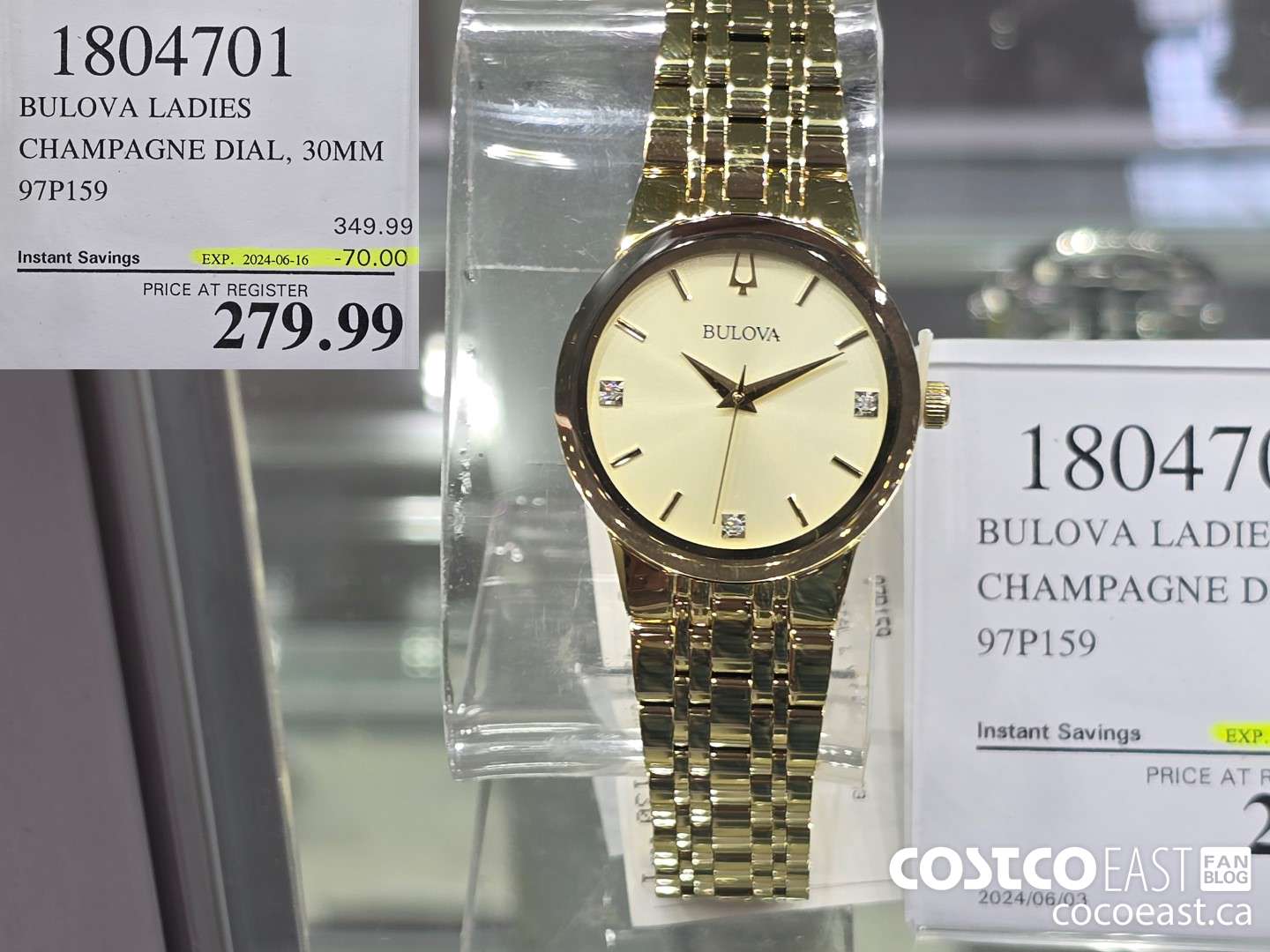 1804701 BULOVA LADIES CHAMPAGNE DIAL, 30MM 97P159 ($70.00 INSTANT SAVINGS EXPIRES ON 2024-06-16) $279.99