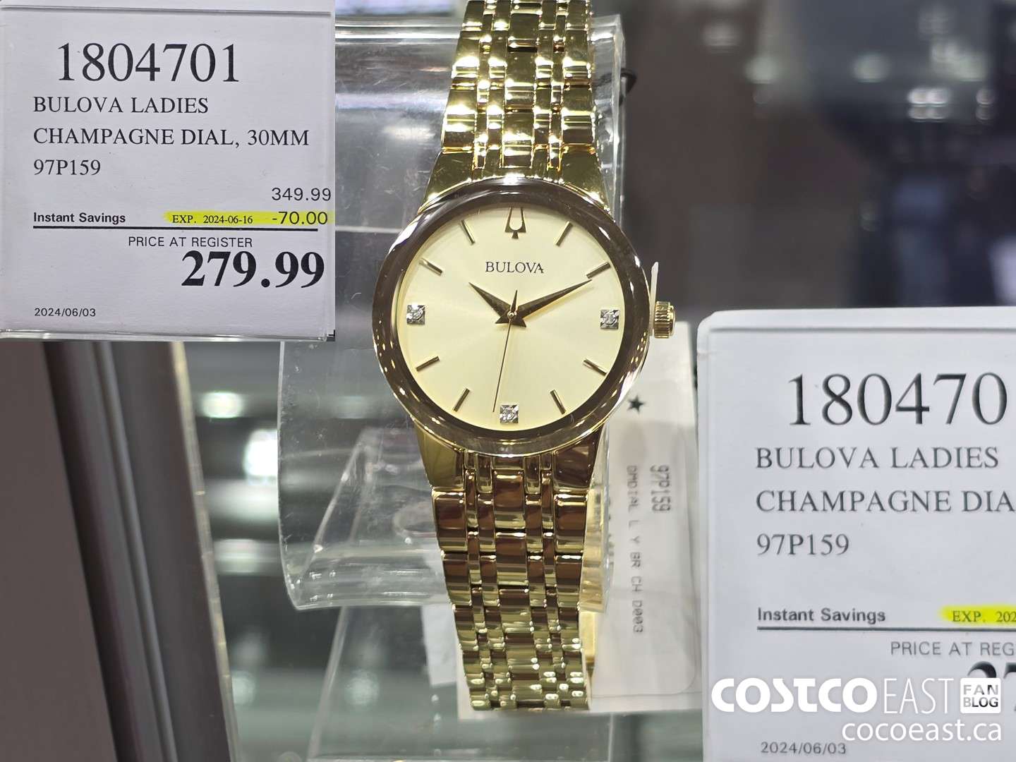1804701 BULOVA LADIES CHAMPAGNE DIAL, 30MM 97P159 ($70.00 INSTANT SAVINGS EXPIRES ON 2024-06-16) $279.99