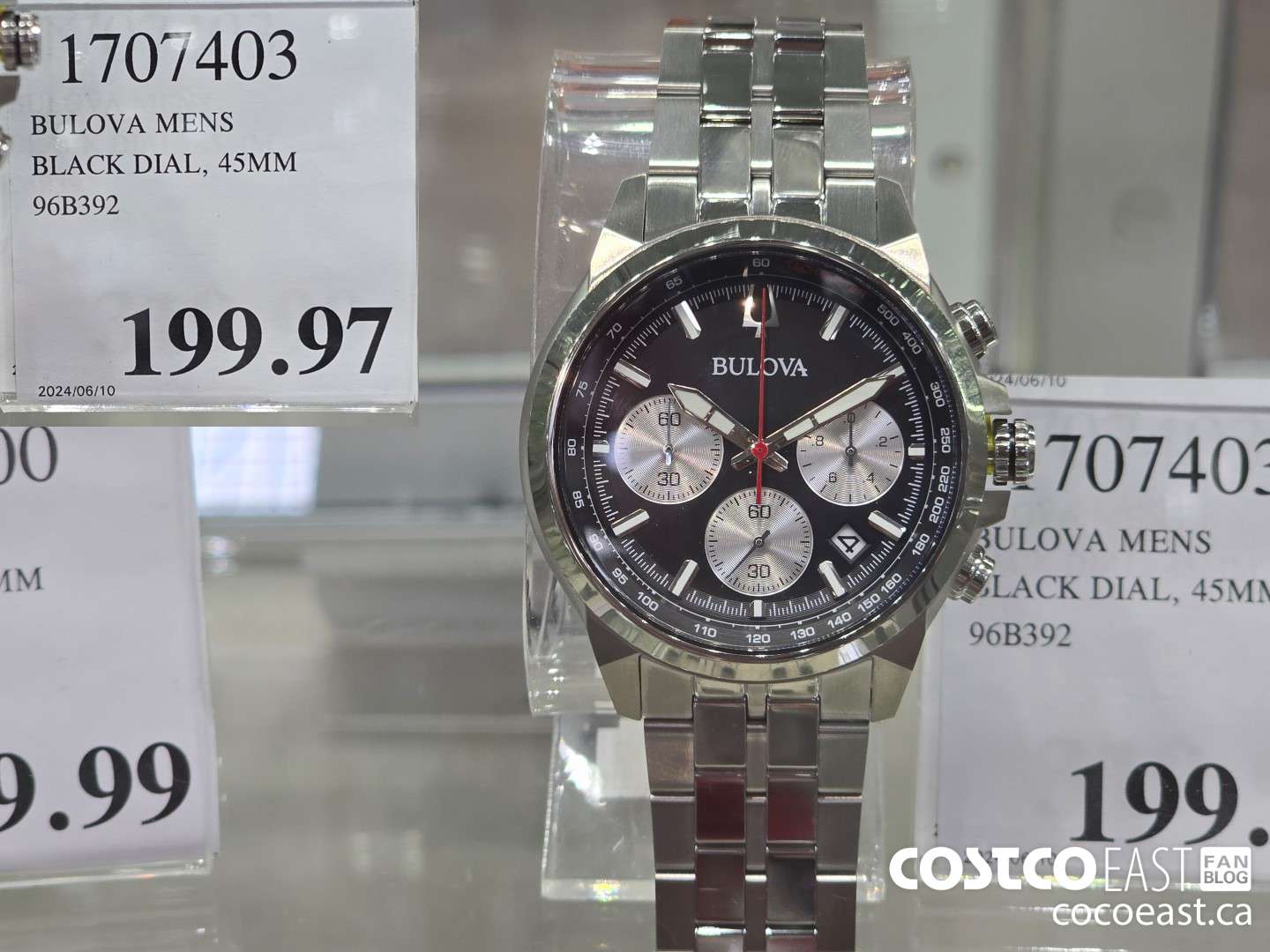 1707403 BULOVA MENS BLACK DIAL, 45MM 96B392 $199.97