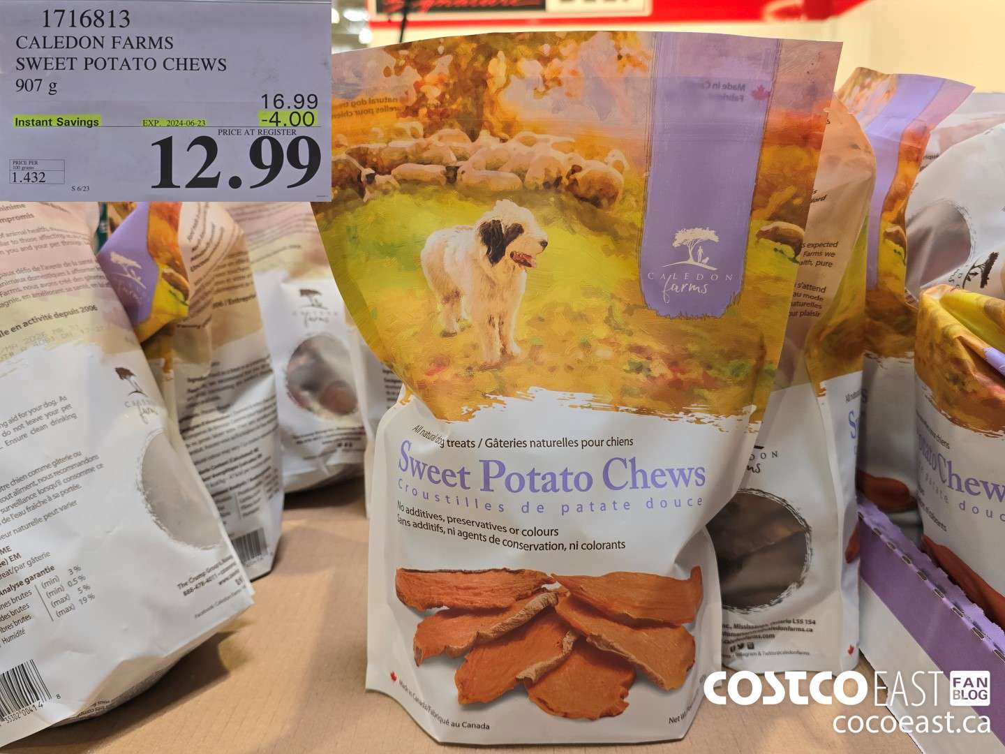 1716813 CALEDON FARMS SWEET POTATO CHEWS 907 G ($4.00 INSTANT SAVINGS EXPIRES ON 2024-06-23) $12.99