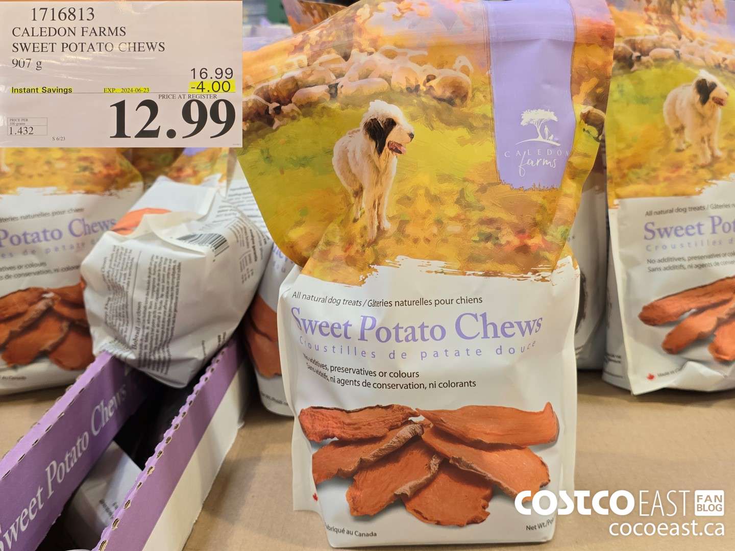 1716813 CALEDON FARMS SWEET POTATO CHEWS 907 G ($4.00 INSTANT SAVINGS EXPIRES ON 2024-06-23) $12.99