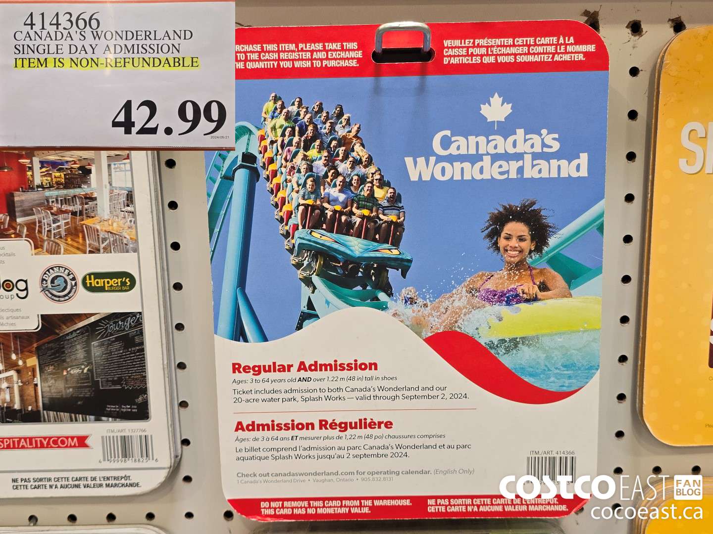 414366 CANADA'S WONDERLAND SINGLE DAY ADMISSION ITEM IS NON-KEFUNDABLE $42.99