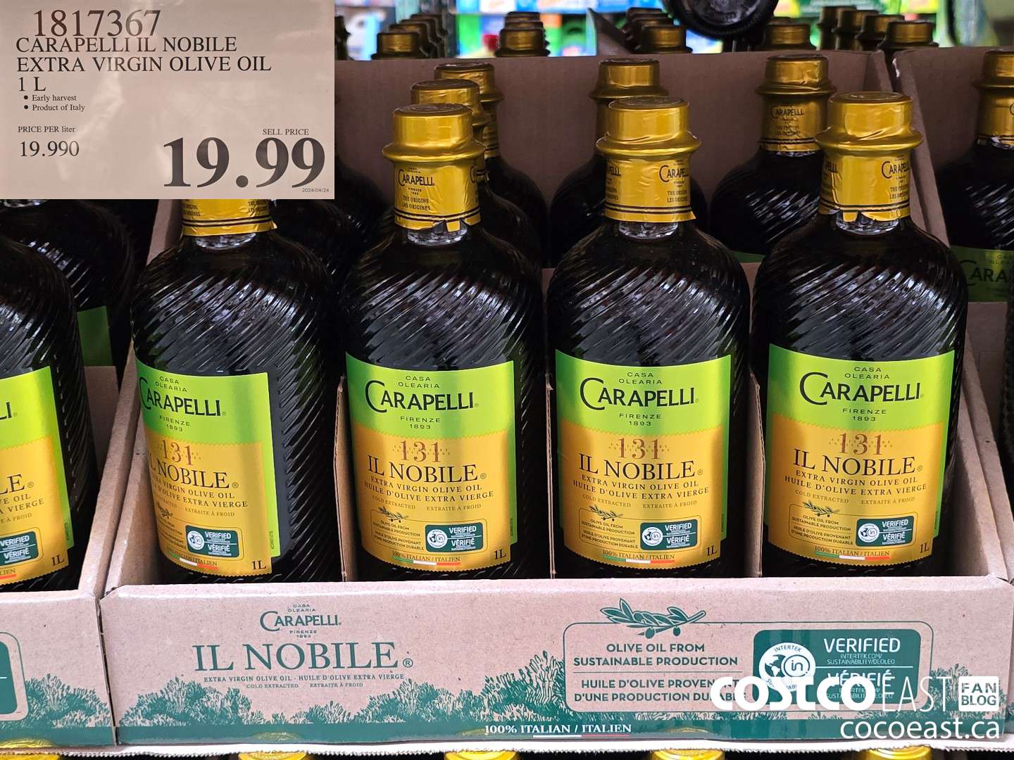 1817367 CARAPELLI IL NOBILE EXTRA VIRGIN OLIVE OIL 1 L $19.99