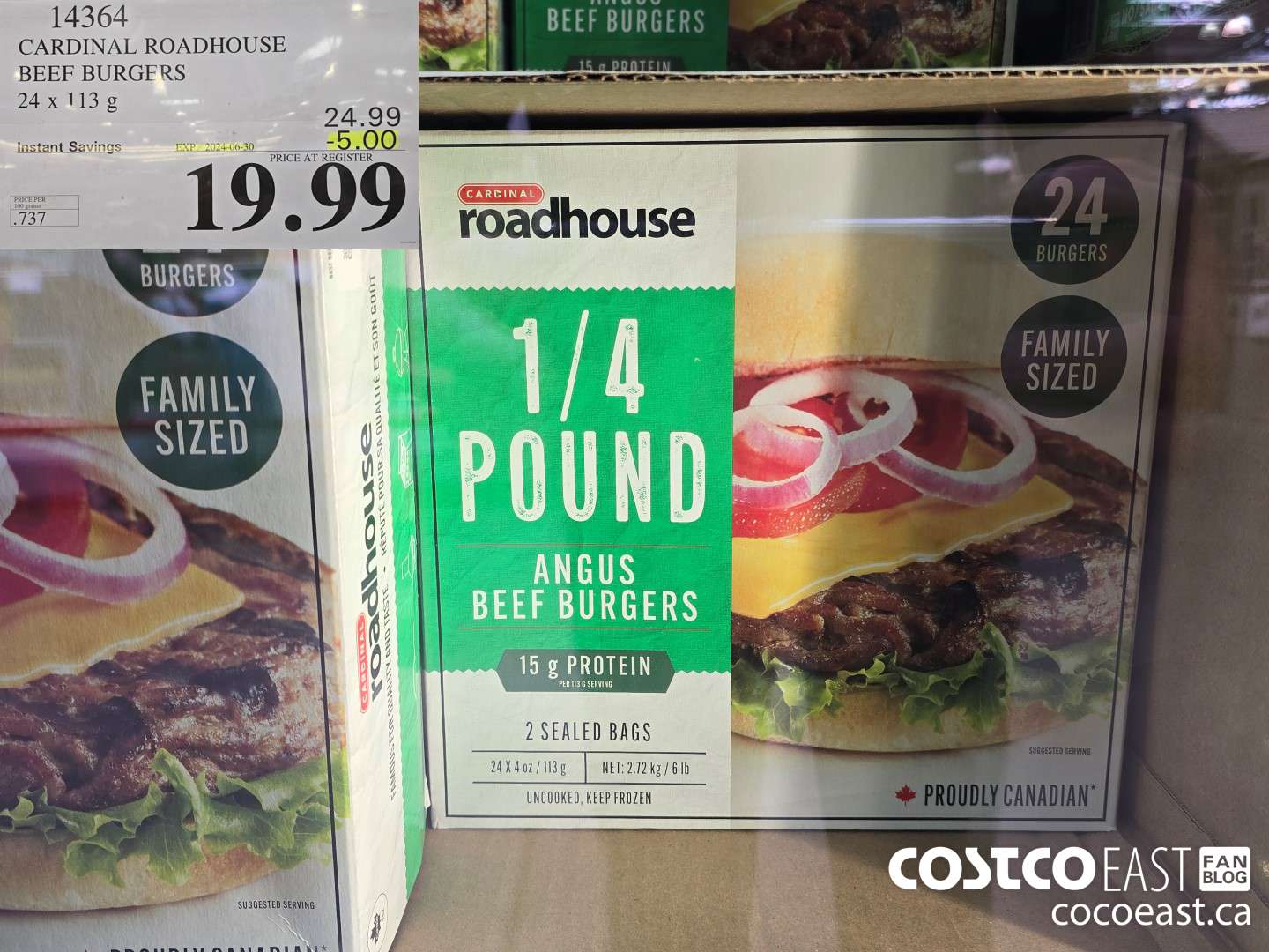 14364 CARDINAL ROADHOUSE BEEF BURGERS 24 X 113 G ($5.00 INSTANT SAVINGS EXPIRES ON 2024-06-30) $19.99