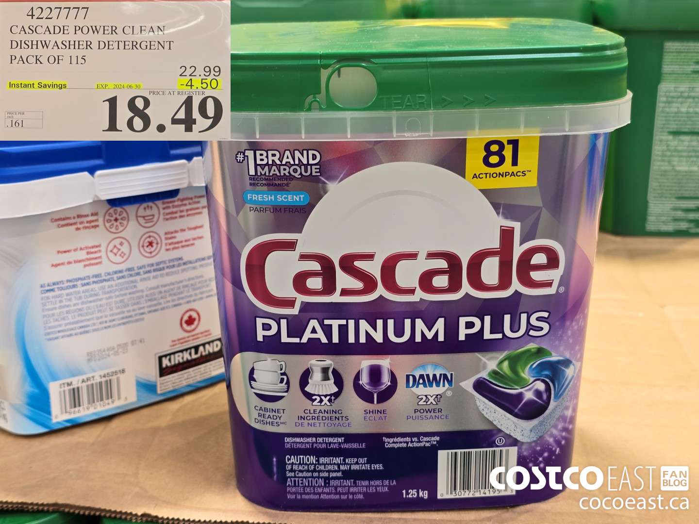 4227777 CASCADE POWER CLEAN DISHWASHER DETERGENT PACK OF 115 ($4.50 INSTANT SAVINGS EXPIRES ON 2024-06-30) $18.49